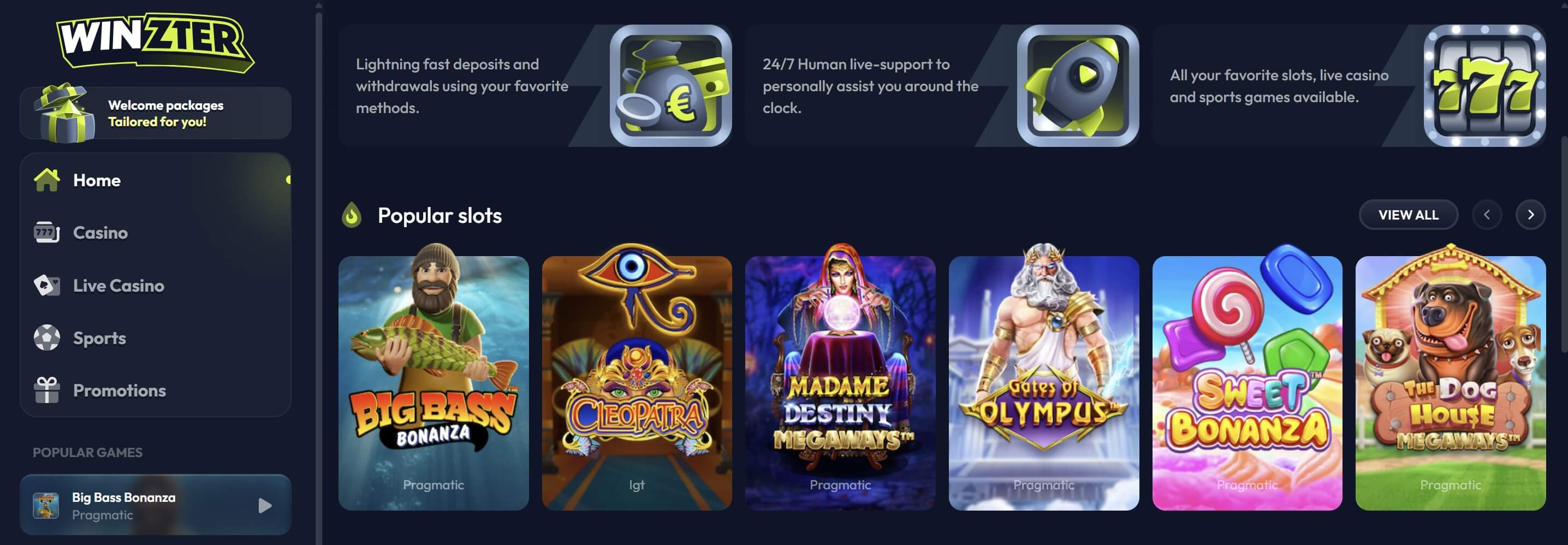 lobby of slots at winzter