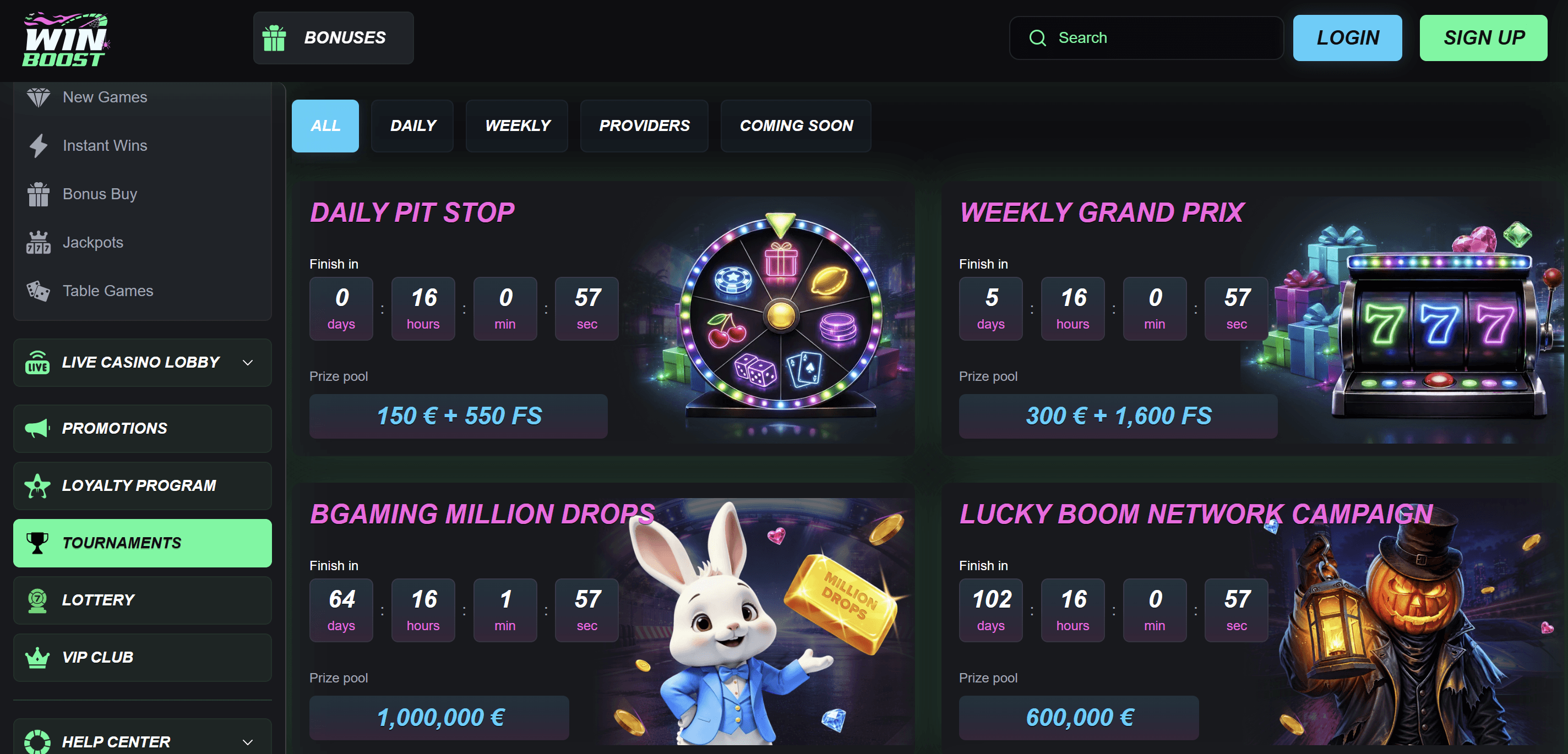 winboost casino tournaments