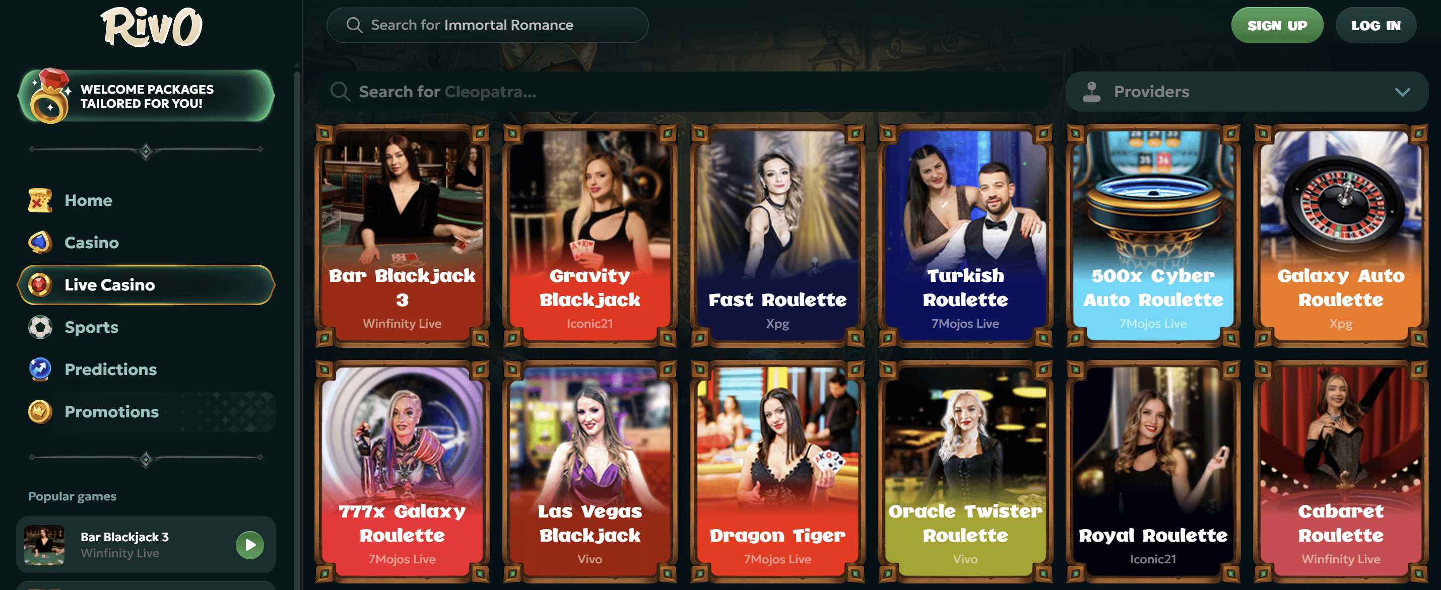 rivo casino live dealer lobby
