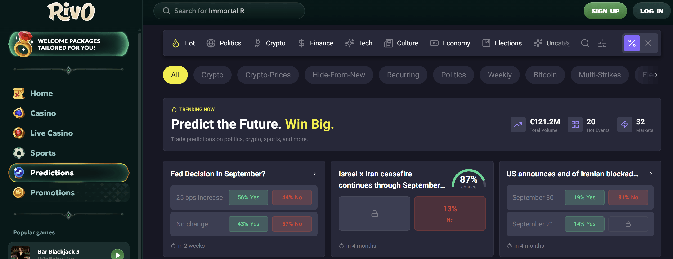 prediction betting, rivo casino